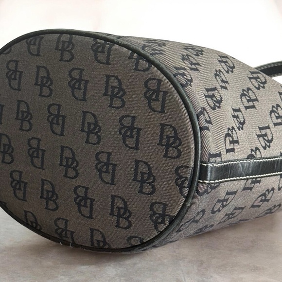 Authentic Dooney & Bourke Monogram Black Grey Bucket Bag - Picture 7 of 14